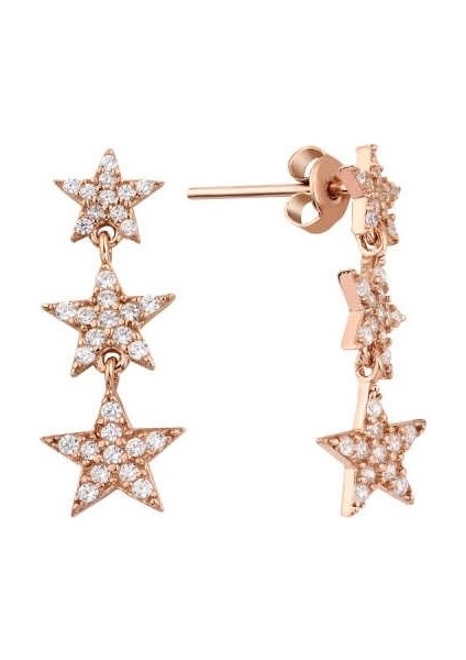 Takım Yıldızı Rose Renk Gümüş Küpe Üçlü GMS2102