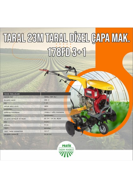 Pmg Taral 210 M Taral Benzinli Çapa Makinası GP200 2+1
