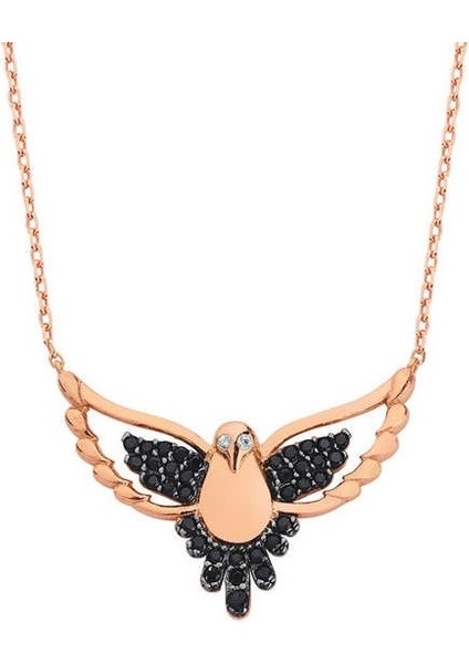 Anka Kuşu Gümüş Rose Kolye GMS1782