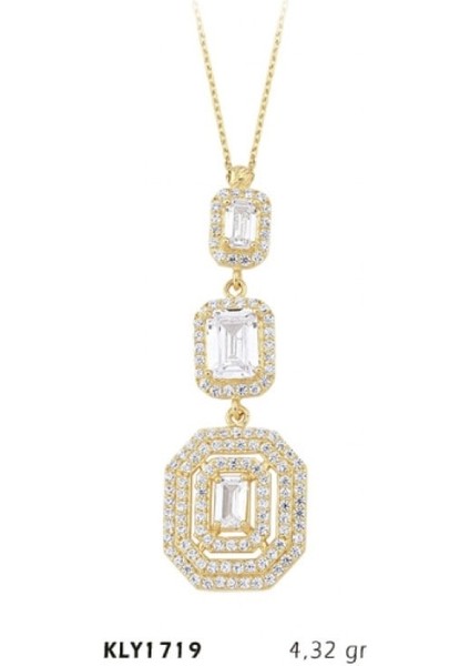 14 Ayar Baget Üç Taşlı Kolye KLY1719