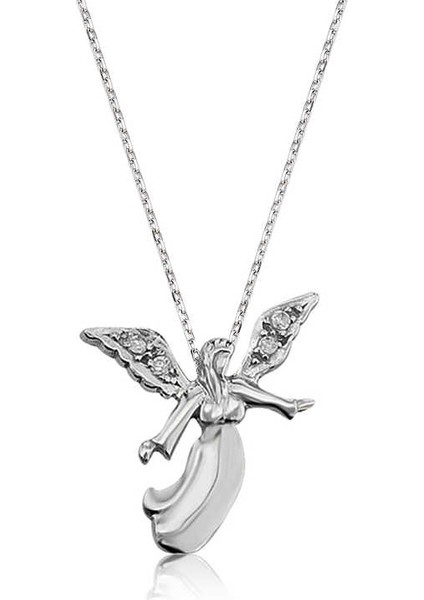 Gümüş Melek Bayan Kolye