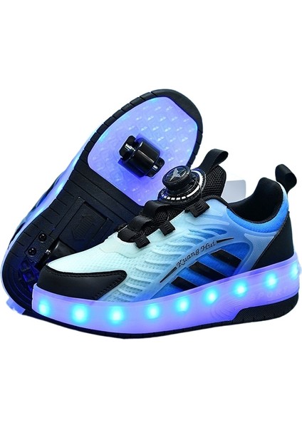 4 Tekerlekli USB Şarjlı LED Işıklı Paten Ayakkabı (Yurt Dışından)