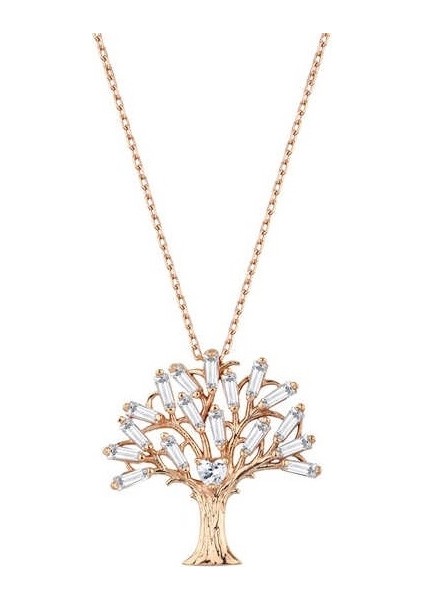 Baget Taşlı Hayat Ağacı Gümüş Kolye GMS1926