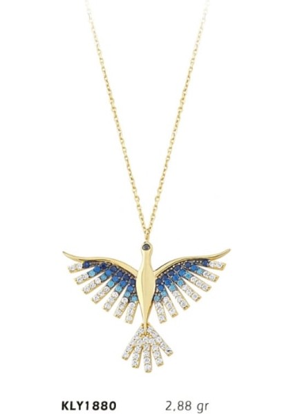 14 Ayar Taşlı Anka Kuşu Kolye KLY1880