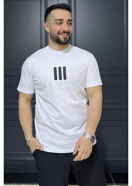 Kol Katlamalı Baskılı Erkek Tişört P-00015997