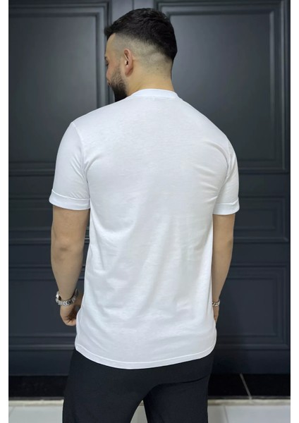 Kol Katlamalı Baskılı Erkek Tişört P-00015997 fırsatları