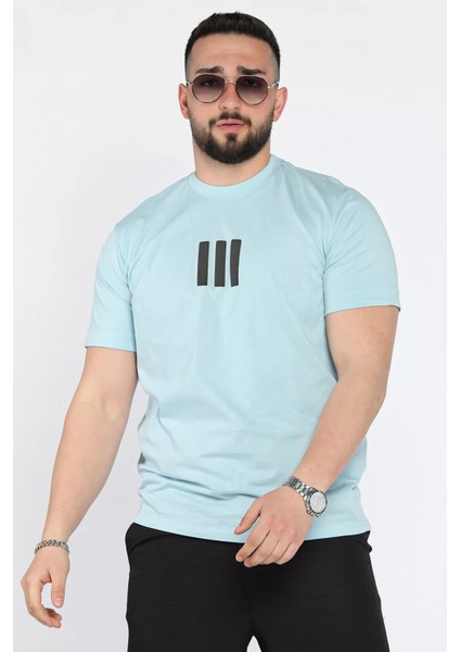 Kol Katlamalı Baskılı Erkek Tişört P-00015997