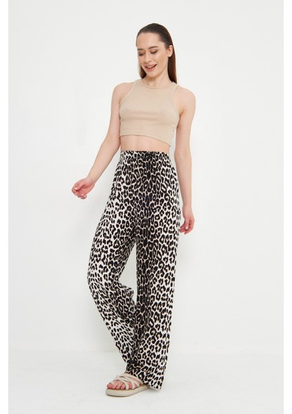 Roni Cepsiz Leopar Pantolon Beyaz