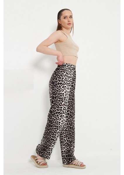 Roni Cepsiz Leopar Pantolon Beyaz