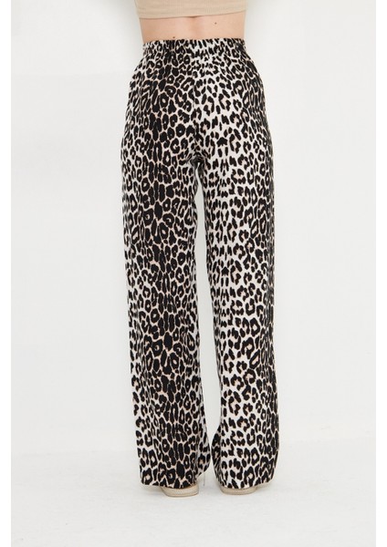 Roni Cepsiz Leopar Pantolon Beyaz