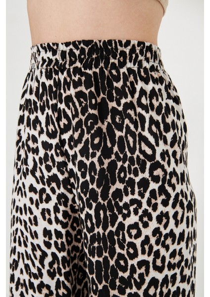 Roni Cepsiz Leopar Pantolon Beyaz