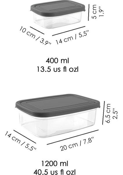 10'lu Dikdörtgen Erzak Saklama Kabı Seti - Mikrodalgaya Uygun Düzenleyici Organizer Erzak Kabı Gri indirimleri