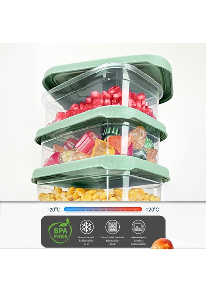 21'li Dikdörtgen Erzak Saklama Kabı Seti - Mikrodalgaya Uygun Düzenleyici Organizer Erzak Kabı Yeşil modelleri