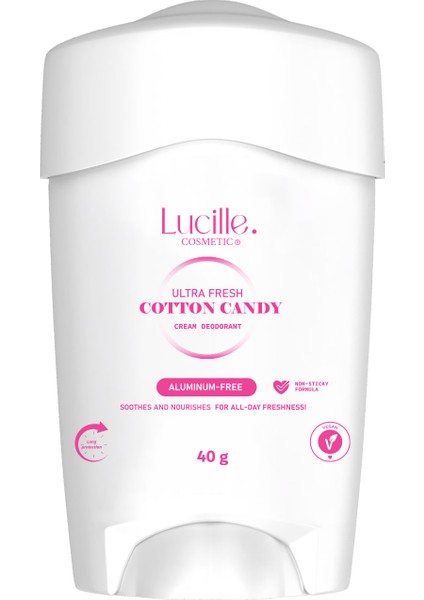 Vegan Alüminyum Içermeyen Tüm Gün Etkili Kadın Krem Deodorant - Pamuk Şeker Esanslı 60 ml