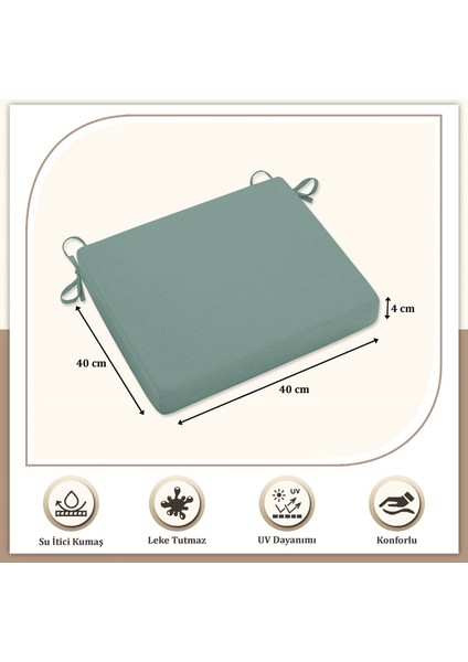 Canvas 4 'lü Cam Yeşili Sıvı Geçirmez Leke Tutmaz Fermuarlı Bağcıklı Sandalye Minderi 40 x 40 cm fırsatları