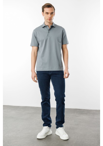 Erkek Polo Yaka Merserize T-Shirt A.gri modelleri