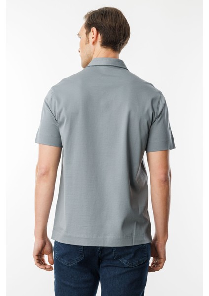 Erkek Polo Yaka Merserize T-Shirt A.gri fırsatları