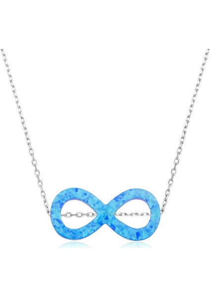 Gümüş Opal Taşlı Sonsuzluk Kolye