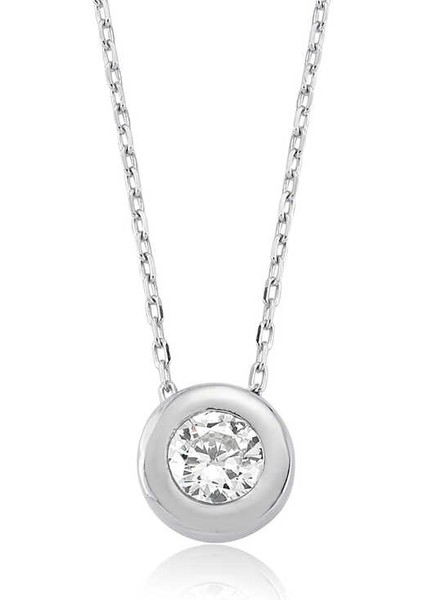 Gümüş Tek Taşlı Bayan Kolye