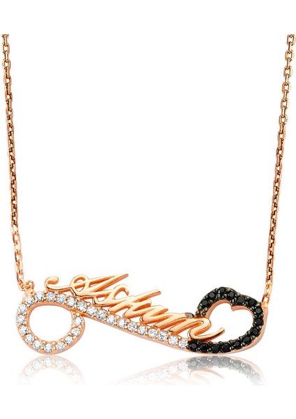 Gümüş Aşkım Yazılı Bayan Kalpli Kolye