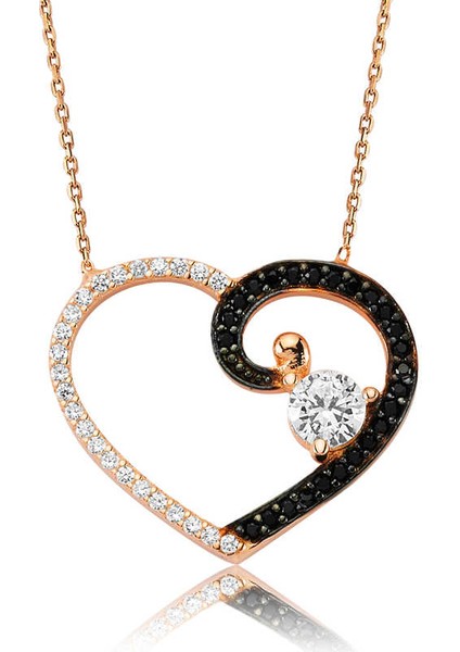 Gümüş Kalpli Tektaş Bayan Kolye