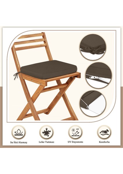 Canvas 4'lü Koyu Kahve Sıvı Geçirmez Leke Tutmaz Fermuarlı Bağcıklı Sandalye Minderi 40 x 40 cm fiyatları