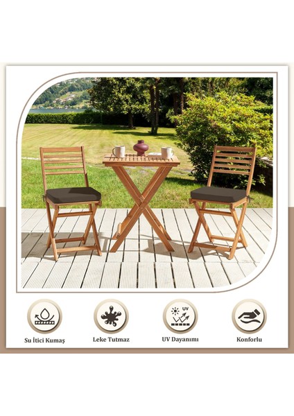 Canvas 4'lü Koyu Kahve Sıvı Geçirmez Leke Tutmaz Fermuarlı Bağcıklı Sandalye Minderi 40 x 40 cm indirimleri
