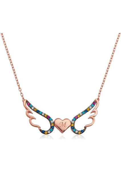 Gümüş Kanatlı Kalp Kolye