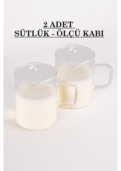 2 Adet 200 ml Kulplu Borosilikat Cam Sütlük ve Sosluk fiyatları