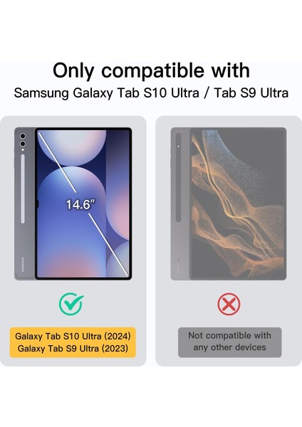 Samsung Galaxy S10 Ultra / S9 Ultra / S8 Ultra 14.6" Inç Tablet Kılıfı Akıllı Smart Uyku Modlu Katlanabilir Arkası Şeffaf Standlı Kılıf