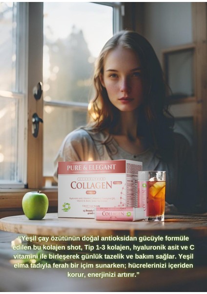 Pure & Elegant Hidrolize Kolajen Tip 1-3 (5500 mg) – 15 Shot | Yeşil Elma Aromalı