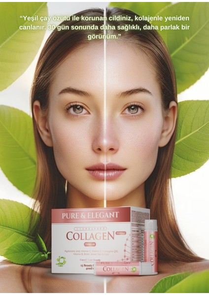 Pure & Elegant Hidrolize Kolajen Tip 1-3 (5500 mg) – 15 Shot | Yeşil Elma Aromalı