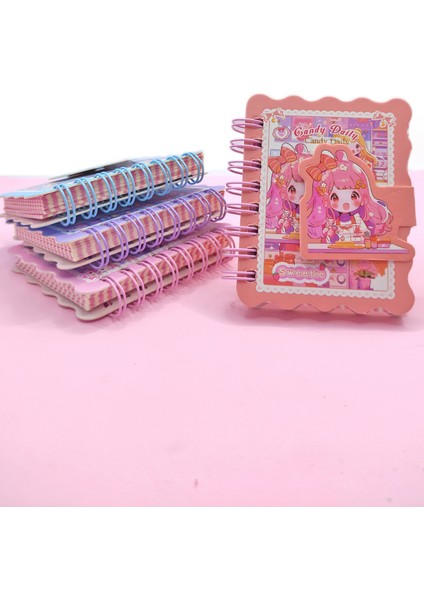 Candy Sevimli Kız Cırtlı Cep Boy Mini Not Defteri (7x8 Cm) - Nude (Pudra)