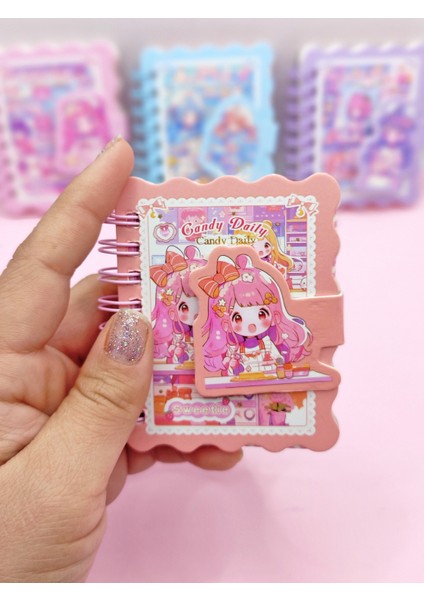 Candy Sevimli Kız Cırtlı Cep Boy Mini Not Defteri (7x8 Cm) - Nude (Pudra) fiyatları
