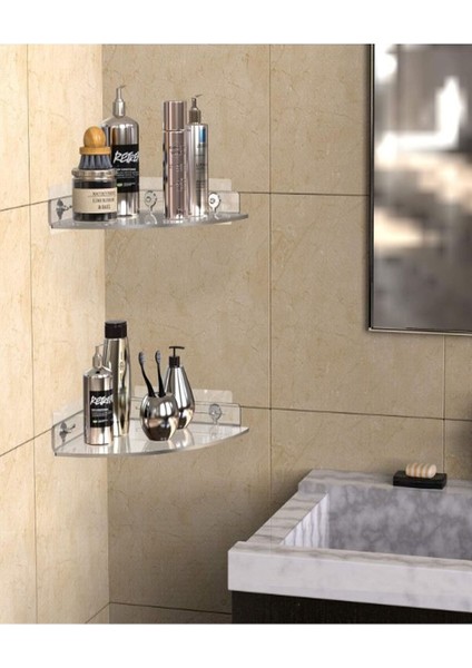 Çok Amaçlı Pratik Modern Tasarımlı Şeffaf Pleksi Pasta Dilim Banyo Rafı (2 Adet) fiyatları