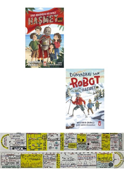 Sınıf Arkadaşım Bir Robot Haşmet + Dünyadaki Son Robot Haşmet 2 Kitap Set + Mat. Öğreten Cetvel