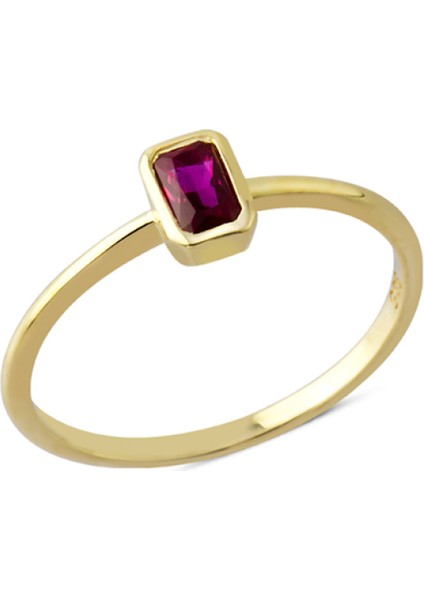 14 Ayar Altın Sıvamalı Mor Taşlı Yüzük YZK115B