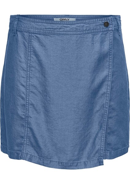Kadın Mid Waist Lacivert Şort Etek - 15337934