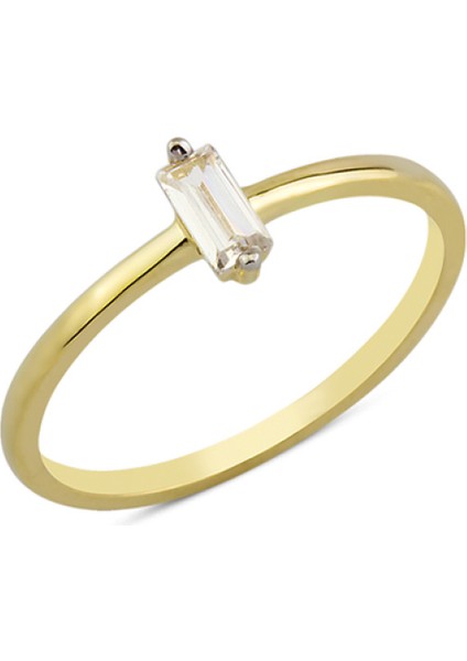 14 Ayar Altın Tek Baget Taşlı Yüzük YZK014