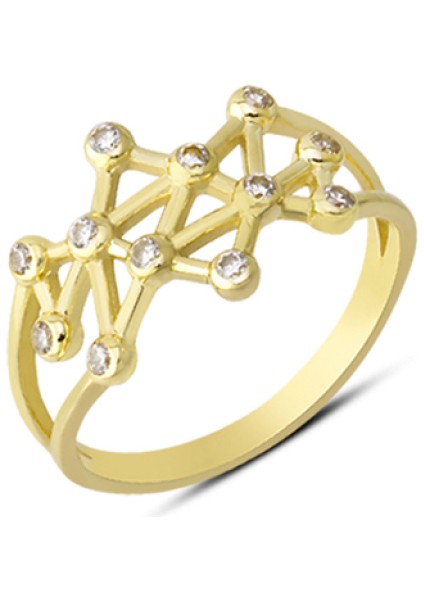 14 Ayar Altın Geometrik Model Yüzük YZK026