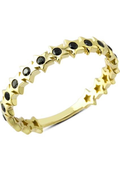14 Ayar Siyah Yıldız Taşlı Yüzük YZK111C