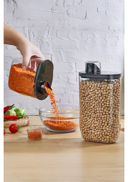 6'lı Silikon Kapaklı Ölçülü Saklama Erzak Bakliyat Kabı Kutusu SETI 2100 ML fiyatları