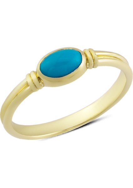 14 Ayar Altın Mavi Taşlı Sıvamalı Yüzük YZK195B