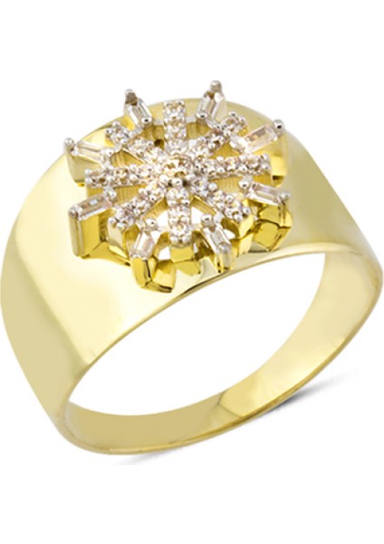 14 Ayar Altın Kar Tanesi Kalın Yüzük YZK172