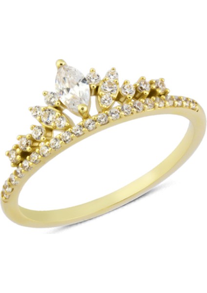 14 Ayar Altın Kraliçe Tacı Yüzük YZK196