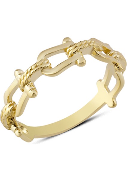 14 Ayar Altın Halat Kilit Model Yüzük YZK272