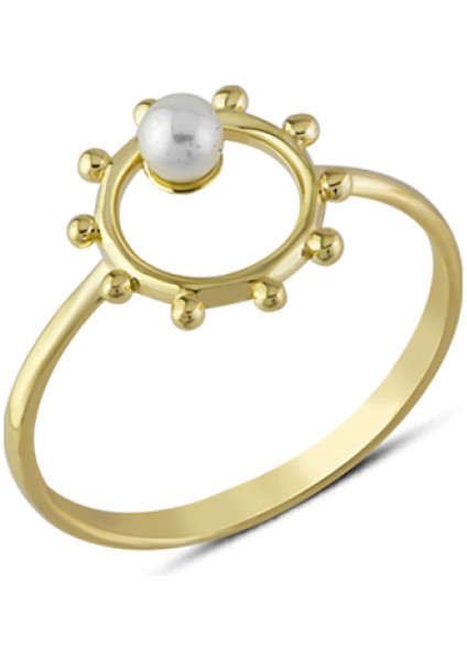 14 Ayar Altın Inci Detaylı Yüzük YZK299