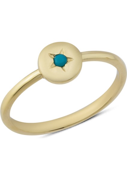 14 Ayar Altın Mavi Taşlı Yıldız Yüzük YZK238