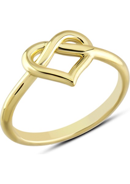 14 Ayar Altın Taşsız Iç Içe Kalp Yüzük YZK318