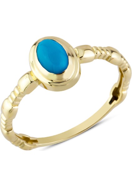 14 Ayar Altın Sıvamalı Mavi Taşlı Yüzük YZK343